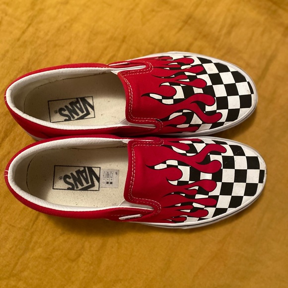 red white and black checkered vans